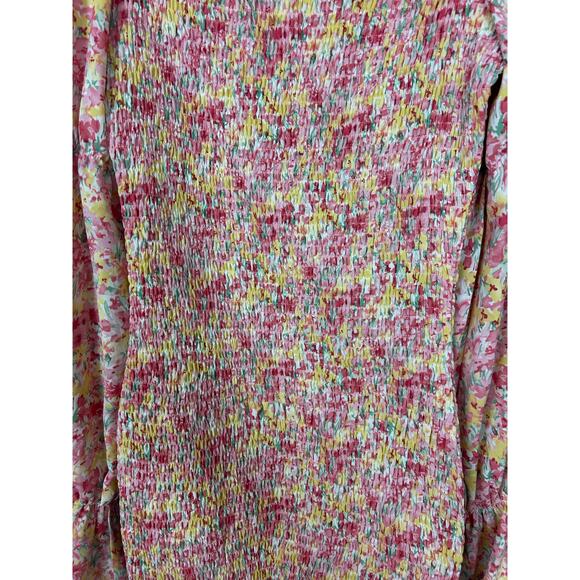 SNDYS Revolve Courtney Floral Smocked Midi Dress Pink 6 Wedding Guest Coquette - Picture 7 of 8